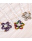 Fashion White Alloy Diamond Flower Pearl Necklace