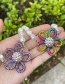 Fashion Purple Alloy Diamond Flower Pearl Necklace