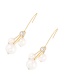 Fashion White Alloy Diamond Pearl Tassel Drop Earrings