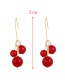 Fashion Red Alloy Diamond Pearl Tassel Drop Earrings