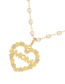 Fashion Gold-2 Bronze Zirconium Pearl Letter Heart Pendant Necklace