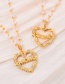 Fashion Gold Bronze Zirconium Pearl Letter Heart Pendant Necklace
