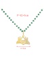 Fashion Lake Green Bronze Zirconium Palm Letter Heart Crystal Pendant Necklace