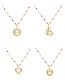 Fashion Color-5 Bronze Zirconium Flower Alphabet Oil Drip Pendant Necklace