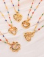 Fashion Color-5 Bronze Zirconium Flower Alphabet Oil Drip Pendant Necklace