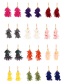 Fashion Wine Red Gauze Flower Tassel Earrings