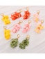 Fashion Pink + Yellow Gauze Flower Tassel Earrings