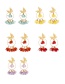 Fashion Red Fabric Flower Tassel Alloy Butterfly Stud Earrings
