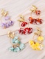 Fashion Orange Fabric Flower Tassel Alloy Butterfly Stud Earrings