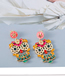 Fashion Color Alloy Diamond Geometric Owl Stud Earrings