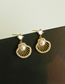Fashion Gold Copper Zirconium Pearl Shell Stud Earrings