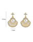 Fashion Gold Copper Zirconium Pearl Shell Stud Earrings