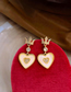 Fashion Gold Bronze Zirconium Geometric Heart Crown Stud Earrings