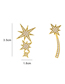 Fashion Gold Copper Diamond Starburst Asymmetric Stud Earrings