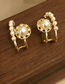 Fashion Gold Copper Diamond Pearl Stud Earrings