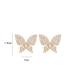 Fashion Gold Copper Gold Plated Zirconium Butterfly Stud Earrings