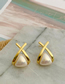 Fashion Gold Pure Copper Cross Pearl Stud Earrings