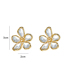 Fashion Gold Copper Diamond Flower Stud Earrings