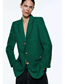 Fashion Green Button-up Textured Blazer