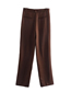 Fashion Brown Silk-satin Straight-leg Pants