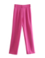 Fashion Rose Red Straight-leg Micro-pleated Trousers