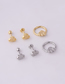 Fashion Gold 3# Stainless Steel Zirconium Geometric Pierced Stud Earrings