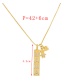 Fashion Gold-2 Bronze Inlaid Zirconium Letter Square Card Boy's Heart Pendant Necklace