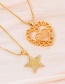 Fashion Gold-2 Bronze Zirconium Pentagram Alphabet Pendant Necklace