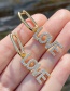 Fashion Gold Brass Inlaid Zirconium Letter Earrings