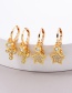 Fashion Gold-3 Bronze Zirconium Butterfly Earrings