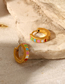 Fashion Gold Stainless Steel Color Drip Oil Round Earrings