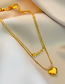 Fashion Gold Titanium Steel Letter Heart Double Layer Necklace