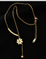 Fashion Gold Titanium Daisy Tassel Necklace