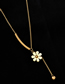 Fashion Gold Titanium Daisy Tassel Necklace
