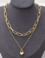 Fashion Gold Titanium Steel Heart Chain Double Layer Necklace