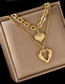 Fashion Gold Titanium Steel Geometric Heart Necklace