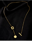 Fashion Gold Titanium Alphabet Round Plate Square Ot Buckle Necklace