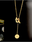 Fashion Gold Titanium Alphabet Round Plate Square Ot Buckle Necklace