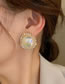 Fashion Gold Brass Diamond Mermaid Pearl Round Stud Earrings