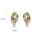 Fashion Gold Alloy Diamond Leaf Pearl Stud Earrings