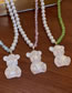 Fashion 3# Green Resin Pearl Beaded Bear Necklace
