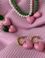 Fashion 15# Pink Resin Bear Bow Stud Earrings