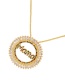 Fashion Gold-2 Bronze Zirconium Alphabet Round Pendant Necklace