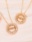 Fashion Gold-2 Bronze Zirconium Alphabet Round Pendant Necklace