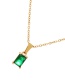 Fashion Gold-2 Titanium Steel Zirconium Square Pendant Necklace