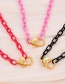 Fashion Pink Copper Thick Chain Drip Oil Lobster Clasp Love Pendant Necklace