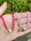 Fashion Pink Copper Thick Chain Drip Oil Lobster Clasp Love Pendant Necklace
