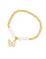 Fashion Gold-3 Copper Bead Butterfly Shell Pendant Pearl Bracelet