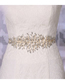 Fashion Gold With White Ribbon Alloy Rhinestone Braided Organza Girdle