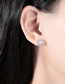Fashion Silver Color Bronze Zirconium Geometric Stud Earrings